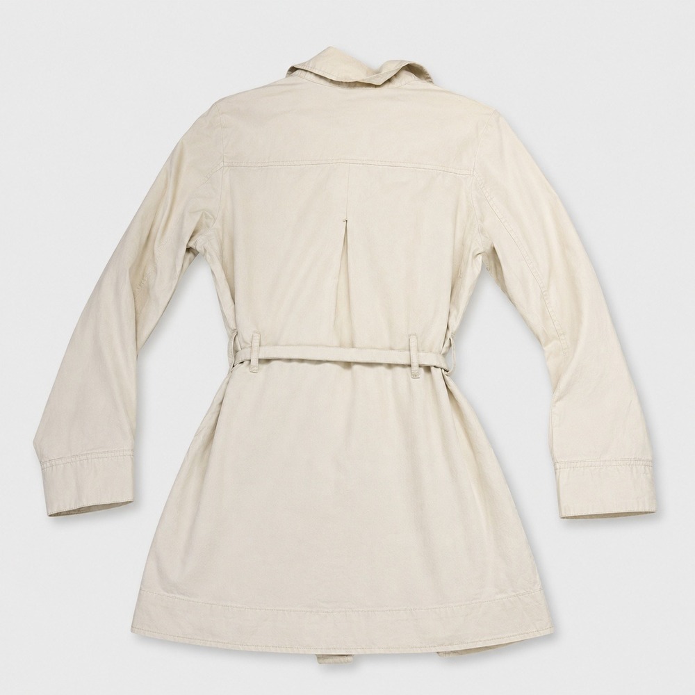 Tout Simplement Womens S Ivory Belted Trench Coat Utility Jacket Lightweight - Picture 3 of 4